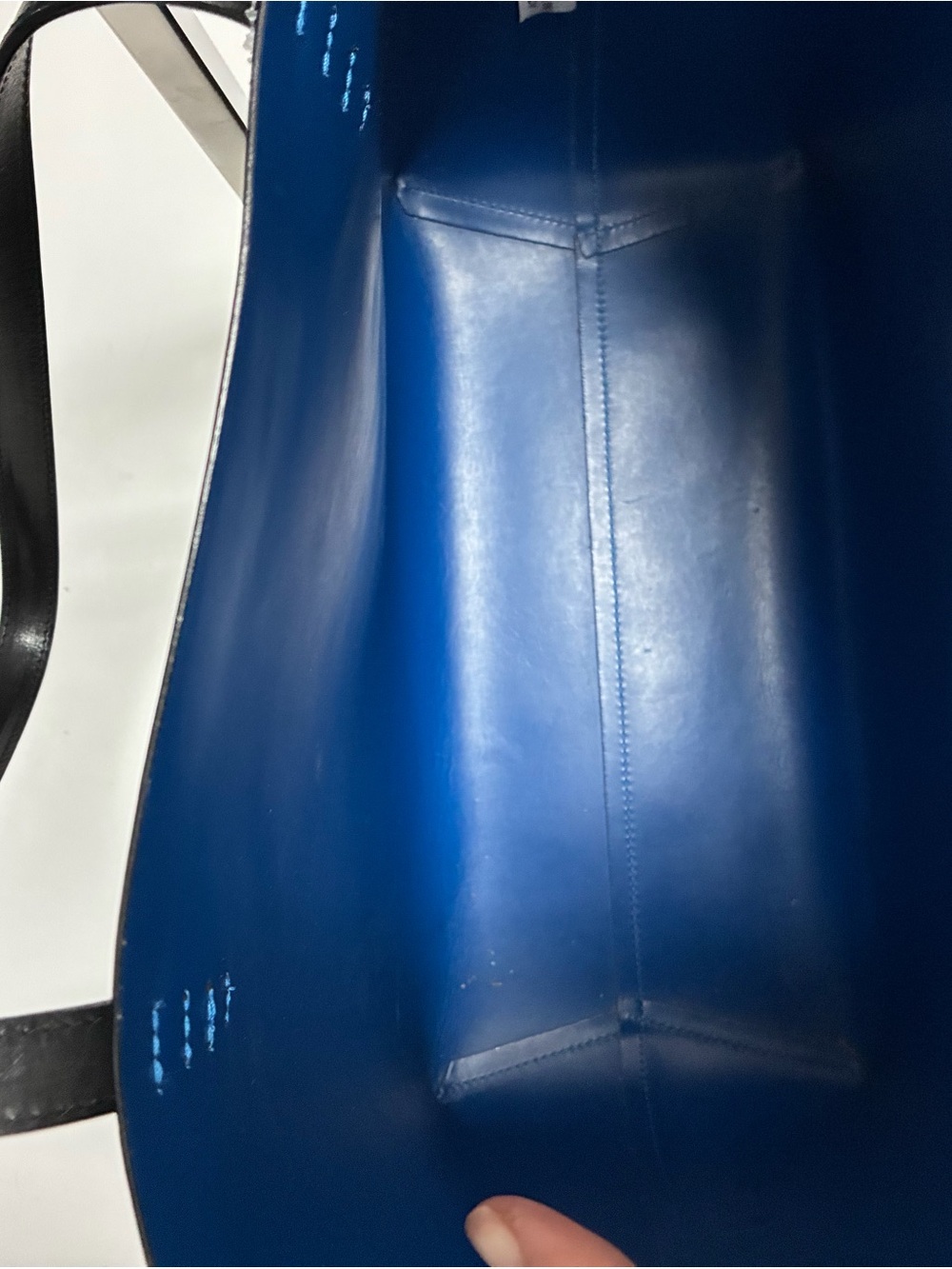 Mansur Gavriel Black Leather Tote with Blue Interior - Picture 7 of 9